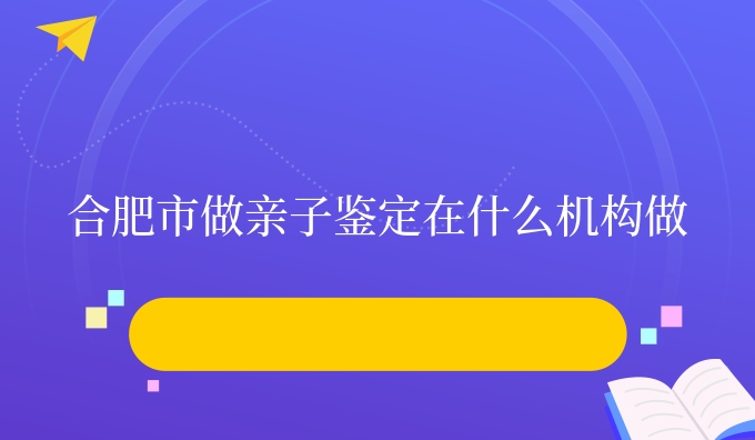合肥市做亲子鉴定在什么机构做
