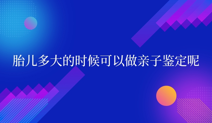 胎儿多大的时候可以做亲子鉴定呢